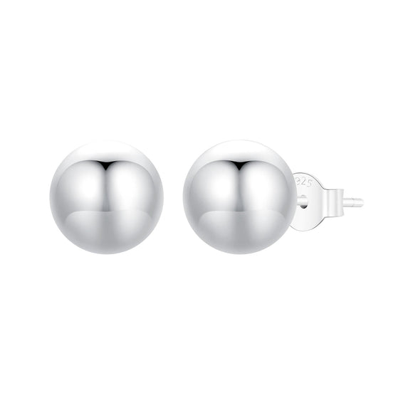 925 Sterling Silver Plated White Gold Earrings - 10mm for Women