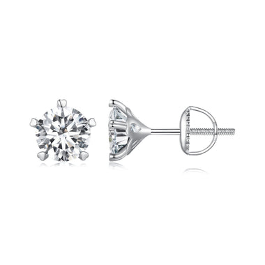 925 Sterling Silver Moissanite 0.50 Carat Earrings 6.0mm for Women - 0