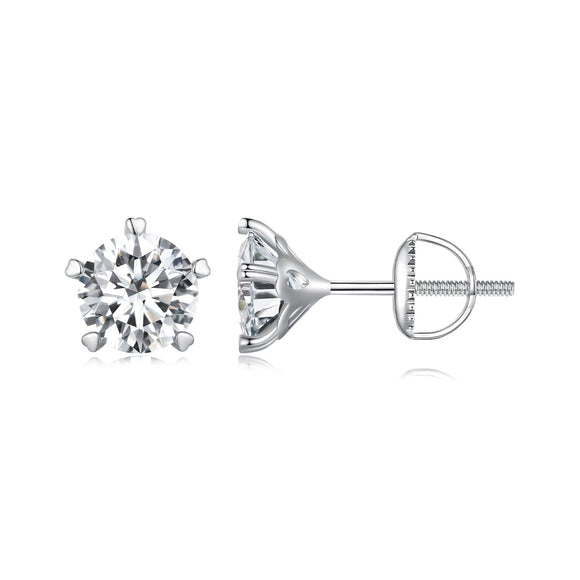 925 Sterling Silver Moissanite 0.50 Carat Earrings 6.0mm for Women