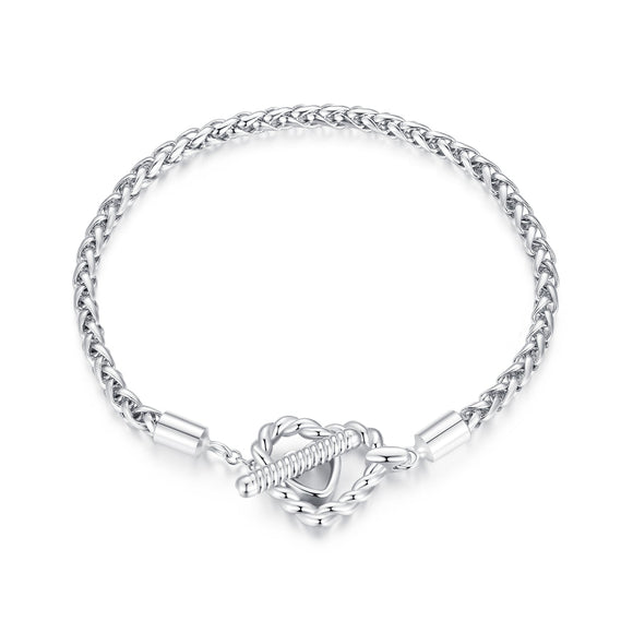 925 Sterling Silver 3.0mm Plated Platinum Bracelet Size 17.0 for Women