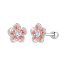 925 Sterling Silver Earrings with White Gold Plating and Pavé Setting CZ-1