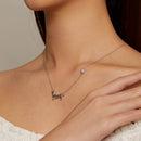 925 Sterling Silver Necklace with CZ Pendant, 450mm Length, Platinum Plated, for Women-6