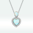925 Sterling Silver Genuine Translucent Opal Necklace with CZ for Women-4
