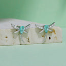 925 Sterling Silver Earrings with CZ and Glass, 12x14mm, for Women-3