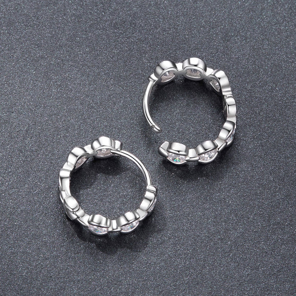 925 Sterling Silver 0.25 Carat Moissanite Hoop Earrings for Women