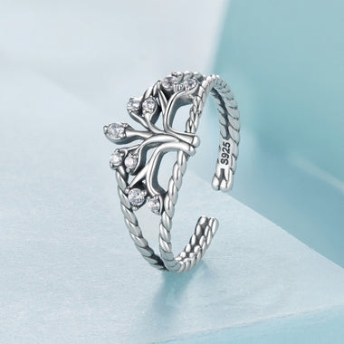 925 Sterling Silver Oxidized Pavé CZ Ring for Women - 0