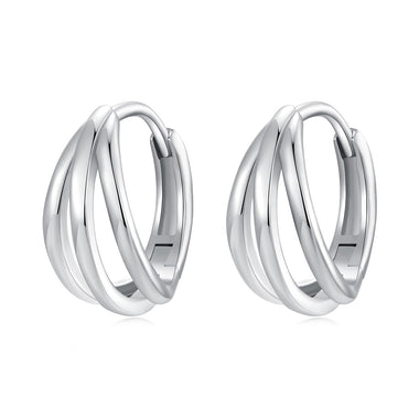 925 Sterling Silver Earrings with White Gold Plating, 1.3*0.6 cm, For Women - 0