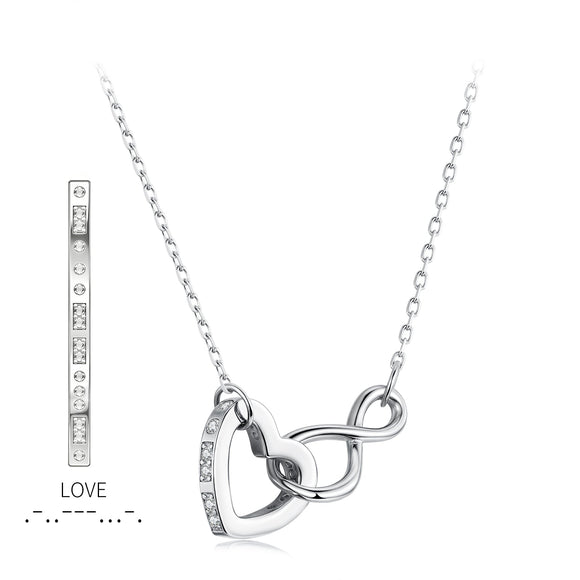 925 Sterling Silver Necklace with Pavé Setting CZ, 40+5cm, Plated White Gold, Women