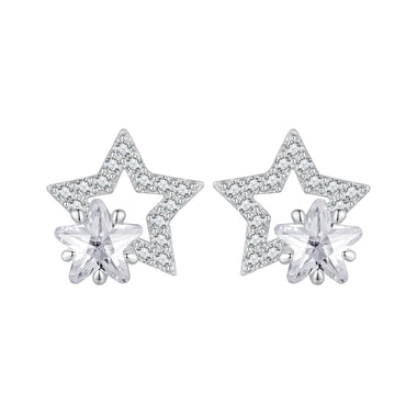 925 Sterling Silver Earrings 9x9mm with Pavé Setting CZ for Women