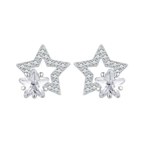 925 Sterling Silver Earrings 9x9mm with Pavé Setting CZ for Women