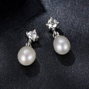 925 Sterling Silver Moissanite 0.10 Carat Earrings with Freshwater Pearl for Women-4
