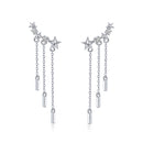 925 Sterling Silver Plated Platinum Pavé Setting CZ Earrings 3.4*0.7cm for Women-3