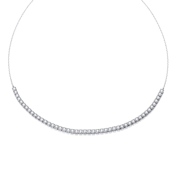 925 Sterling Silver Adjustable Pavé Setting CZ Necklace