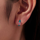 925 Sterling Silver Hoop Earrings with White Gold Plating and CZ-5