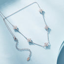 925 Sterling Silver + Moissanite Necklace with Plated White Gold - 40+5cm Length for Women-5