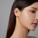 925 Sterling Silver Earrings with Enamel Finish in Gold Plating - 0.8*0.9cm for Women-6