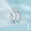925 Sterling Silver White Gold Plated Hoop Earrings 0.7x1.3cm for Women-2