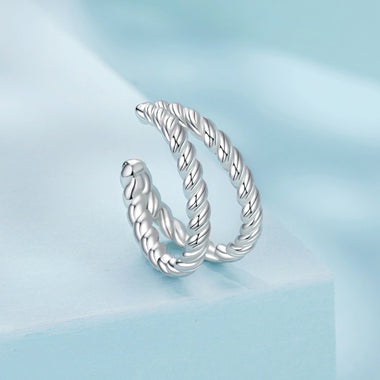 925 Sterling Silver White Gold Plated Hoop Earrings 0.7x1.3cm for Women - 0