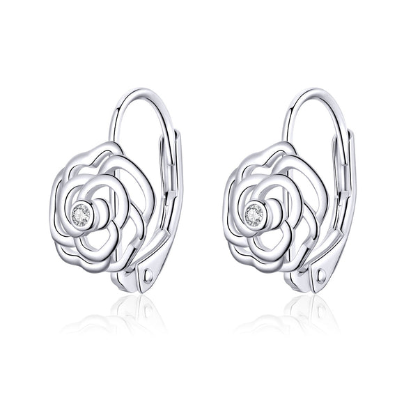 925 Sterling Silver Earrings with Pavé Setting CZ - 1.4x0.9 cm for Women