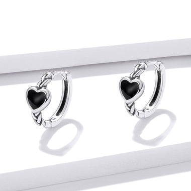 925 Sterling Silver Oxidized Enamel Earrings for Women - 1.2*0.5 cm