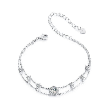 925 Sterling Silver 5.0mm Moissanite Bracelet with CZ and White Gold Plating for Women - 0