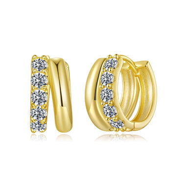 925 Sterling Silver Moissanite 0.06 Carat White Gold Plated Earrings for Women - 0