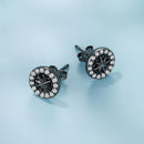 925 Sterling Silver Black Gold Plated Pavé CZ Earrings with Enamel for Women-3