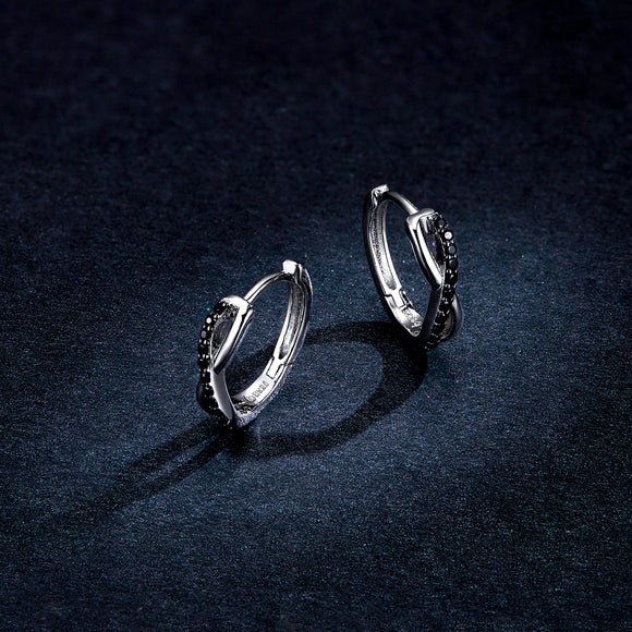 925 Sterling Silver Earrings 1.3*0.4cm with Pavé Setting CZ for Women