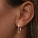925 Sterling Silver Earrings for Women - White Gold Plated, 2.3x0.2 cm-5