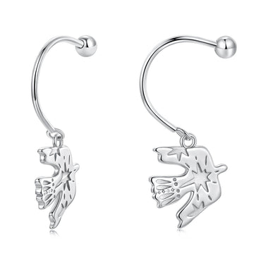 925 Sterling Silver Earrings with Pavé Setting CZ and White Gold Plating for Women