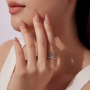 925 Sterling Silver White Gold Plated Ring with Pavé Setting CZ Size 6 for Women-6