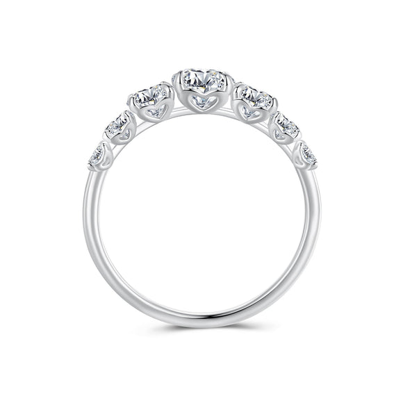 925 Sterling Silver Moissanite Engagement Ring with 5mm, 4mm, 3mm, 2.5mm Stones for Women
