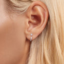 925 Sterling Silver CZ Earrings with White Gold Plating, 1.4x0.5cm for Women-5