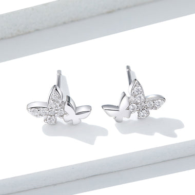 925 Sterling Silver Earrings with Pavé Setting CZ - 0.6*0.9cm - 0