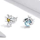 925 Sterling Silver Ladybird Earrings with Pavé Set CZ, 0.7cm for Women-7