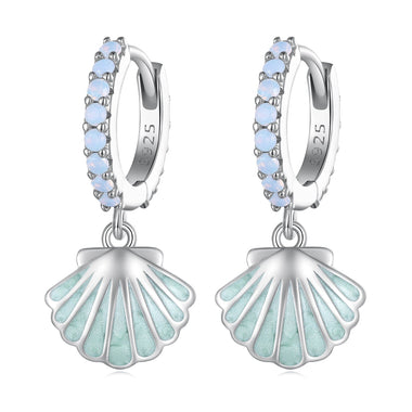 925 Sterling Silver Opal Enamel Earrings - 21x10mm for Women - 0