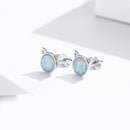 925 Sterling Silver Plated Rose Gold Opal Earrings 0.8cm for Women-4