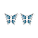S925 Sterling Silver Earrings with Enamel Process, 6*8mm, Plated Platinum for Women-2