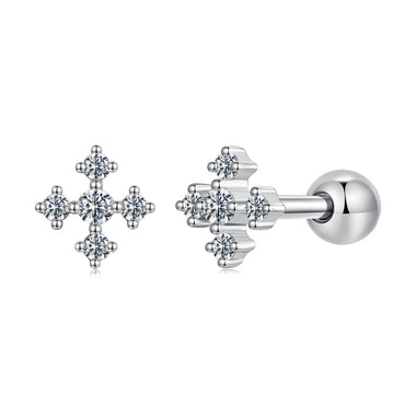 925 Sterling Silver Moissanite Earrings White Gold Plated 0.5cm for Women