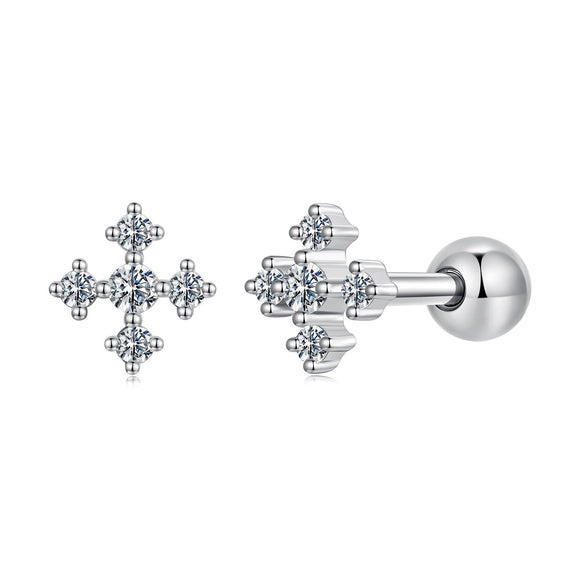 925 Sterling Silver Moissanite Earrings White Gold Plated 0.5cm for Women