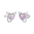 925 Sterling Silver White Gold Plated Opal Earrings 0.7x0.8cm for Women-1