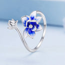 925 Sterling Silver Enamel Flower Ring-1