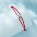 925 Sterling Silver Adjustable Bracelet with CZ and Cotton Rope for Women-2