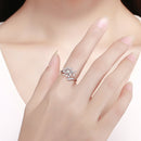 925 Sterling Silver Ring with Plated Platinum and Pavé Setting CZ-9