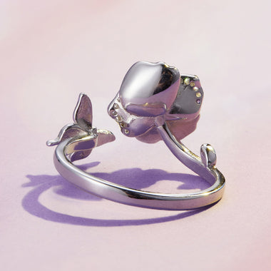 925 Sterling Silver Enamel Process Pavé Setting CZ Ring for Women