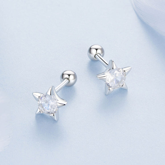 925 Sterling Silver Earrings with Pavé Setting CZ in White Gold