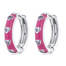 925 Sterling Silver Enamel CZ Earrings for Women, 1.2*0.3cm, Platinum Plated-1