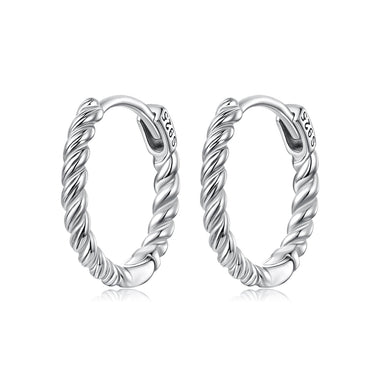925 Sterling Silver Plated White Gold Earrings Size 1.4x0.2cm for Women