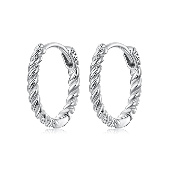 925 Sterling Silver Plated White Gold Earrings Size 1.4x0.2cm for Women