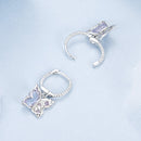 925 Sterling Silver Earrings with Pavé Setting CZ and Transparent Glass for Women-5